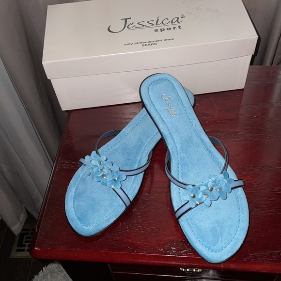 Sandals by Jessica, Light Blue W Flower 9B NIB - Picture 4 of 14